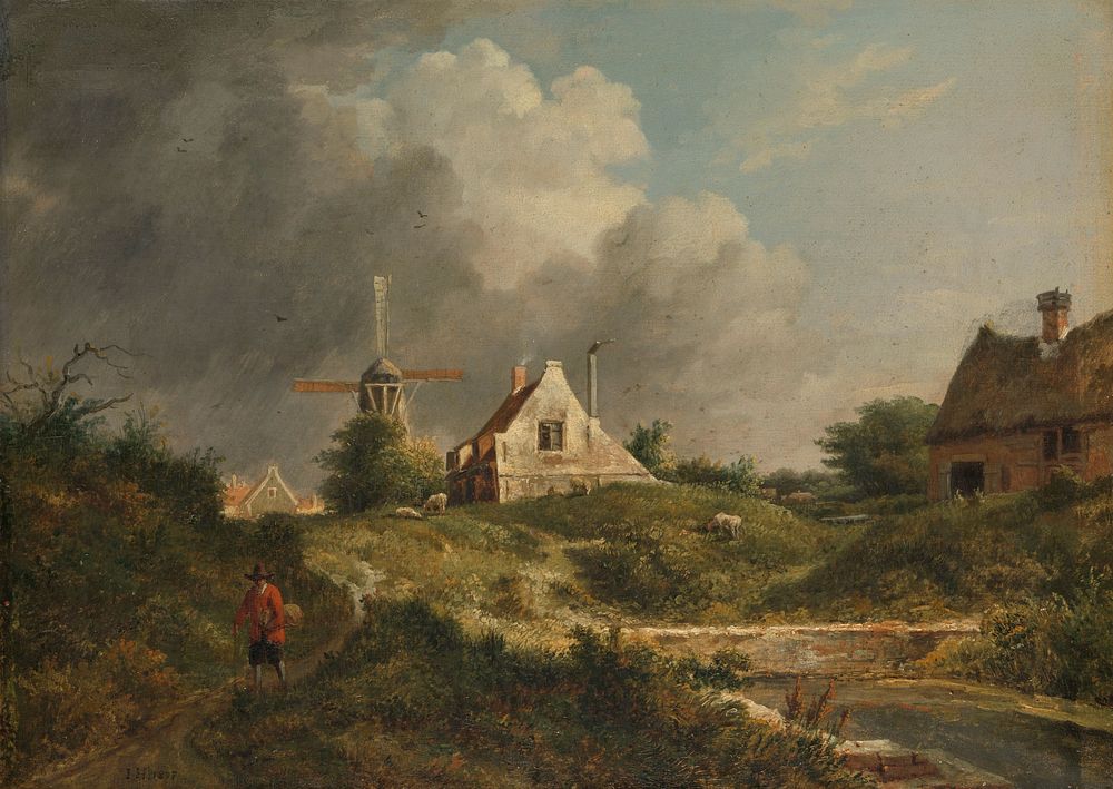 Gezicht aan de vervallen wal te Amsterdam aan de stadszijde tussen de Muiderpoort en de Weesperpoort (1807) by Jan Hulswit