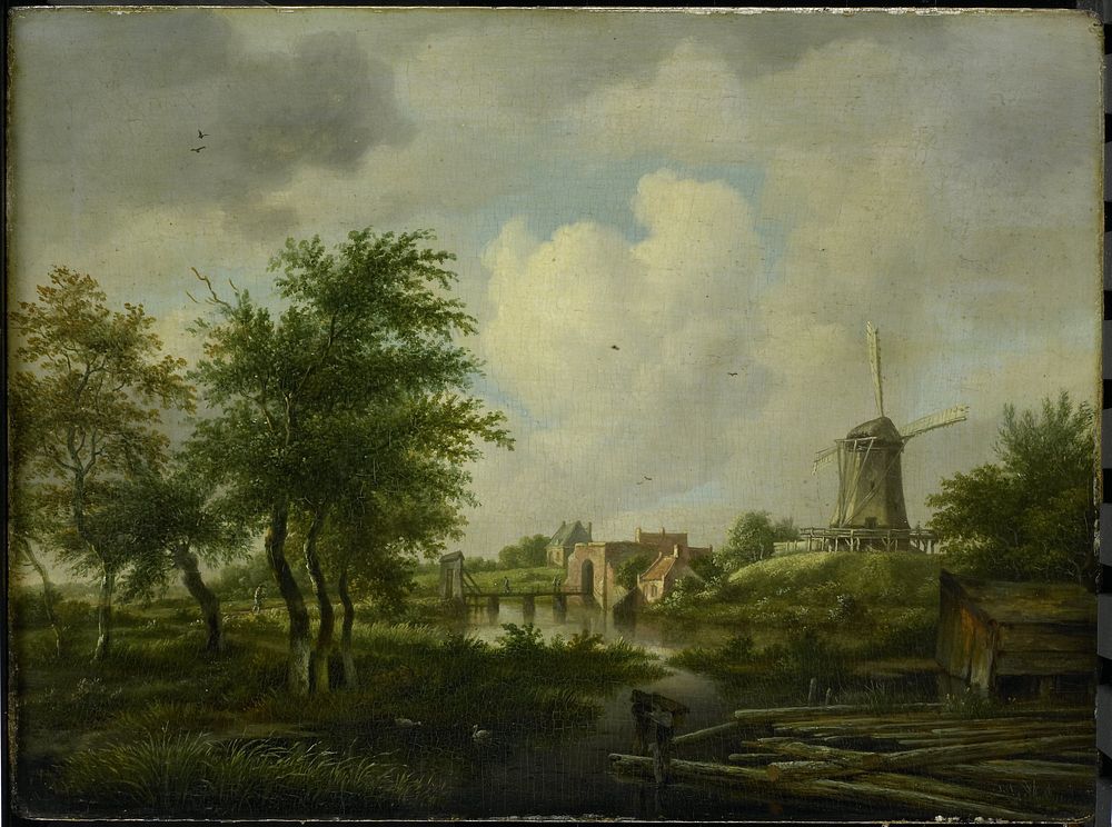 De vervallen wal te Amsterdam met de Weteringpoort, gezien over de Buitensingel (1807) by Jan Hulswit
