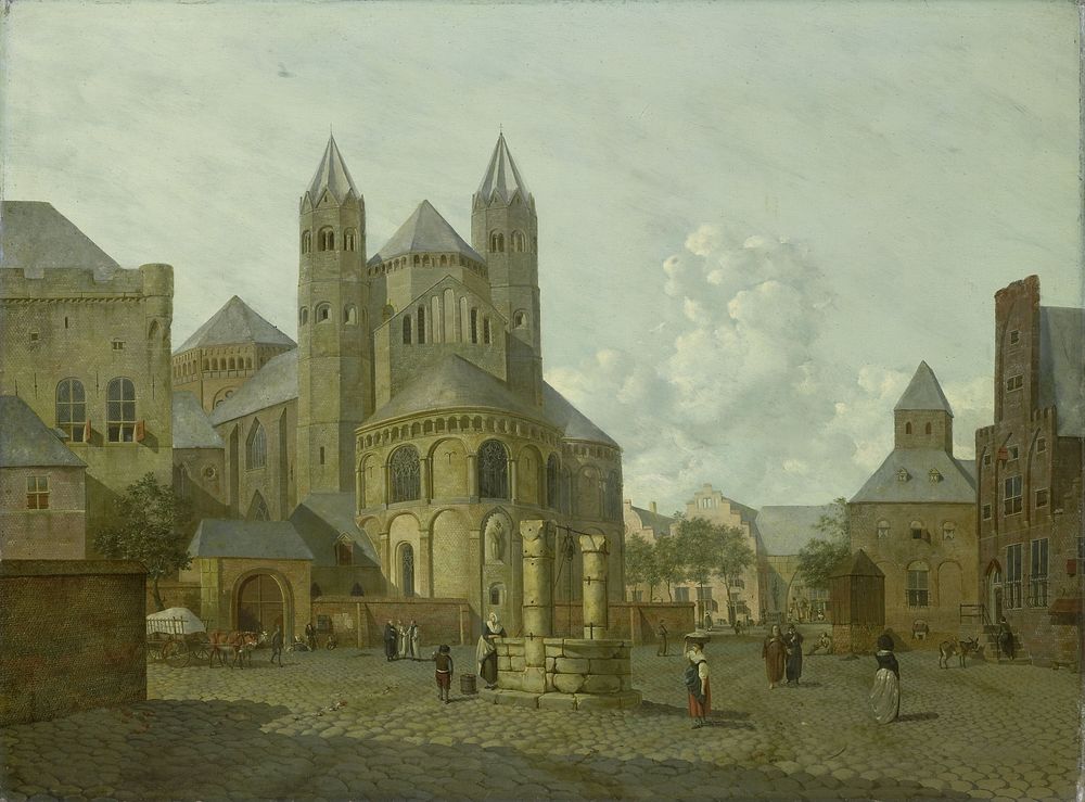 Imaginary Cityscape with Romanesque Church (1793) by Johannes Huibert Prins