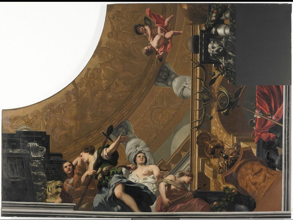 Onderdeel (rechtsonder) van een plafondschildering met als hoofdvoorstelling Diana en haar gezellinnen (c. 1676 - c. 1682)…