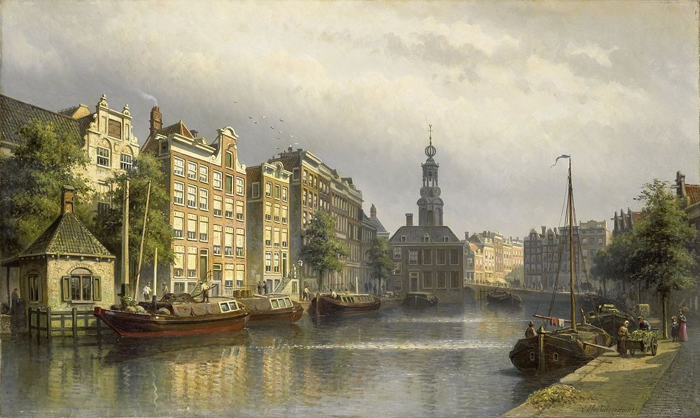 The Singel, Amsterdam, looking towards the Mint. (1884 - 1886) by Eduard Alexander Hilverdink