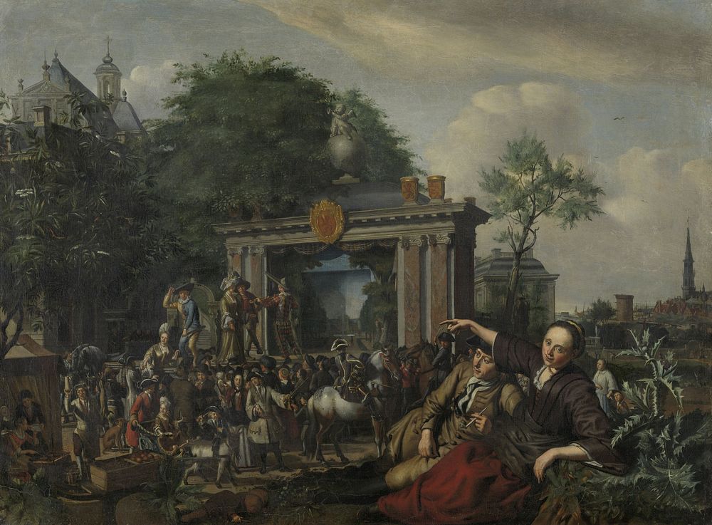 Toneelvoorstelling in de open lucht (1670 - 1698) by Matthijs Naiveu