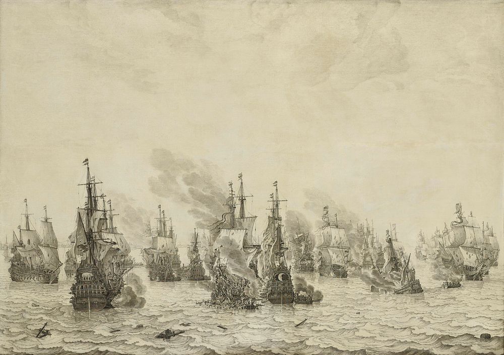 The Battle of Livorno (Leghorn) (c. 1659 - c. 1699) by Willem van de Velde I