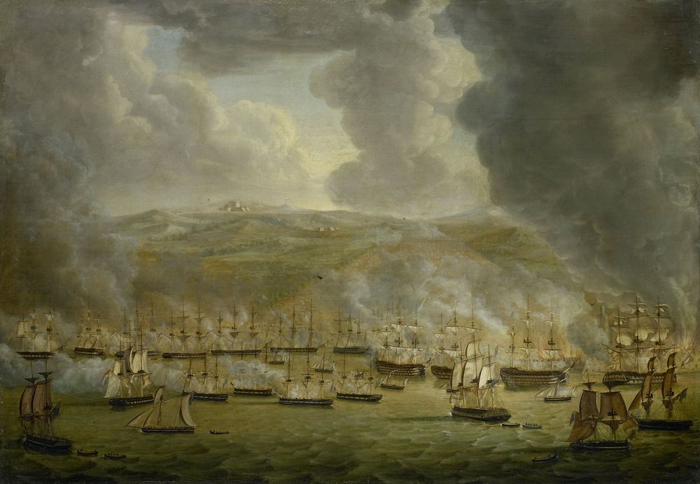 The Attack of the Combined Anglo-Dutch Squadron on Algiers, 1816 (1817) by Gerardus Laurentius Keultjes