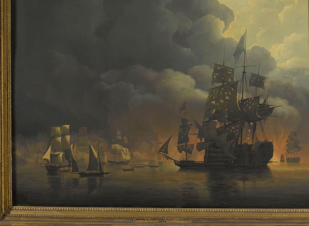 The Anglo-Dutch Fleet under Lord Exmouth and Vice Admiral Jonkheer Theodorus Frederik van Capellen putting out the Algerian…