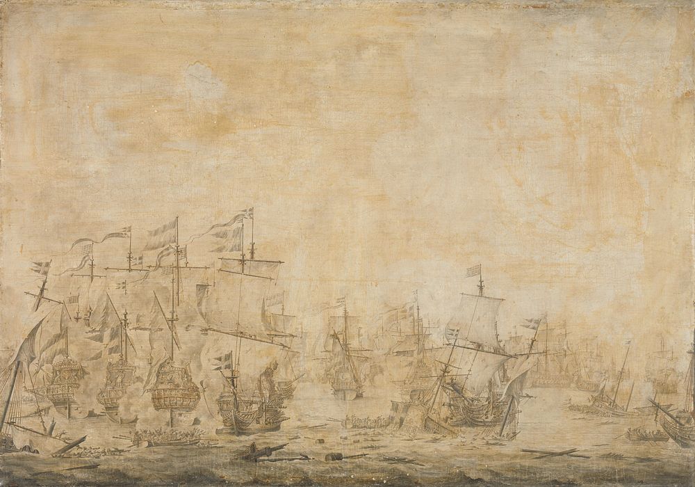 Battle between the Dutch and Swedish Fleets, in the Sound, 8 November 1658 (1658 - 1693) by Willem van de Velde I
