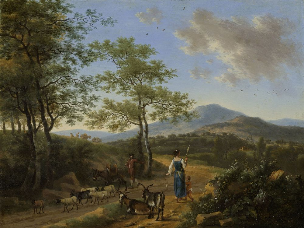 Italian Landscape with Herdsmen (1650 - 1692) by Willem de Heusch
