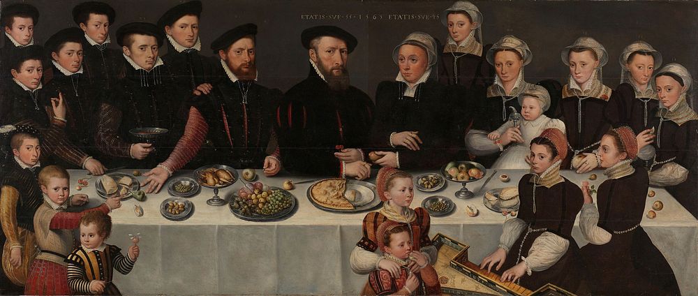 Pierre de Moucheron (1508-67), his Wife Isabeau de Gerbier, their eighteen Children, their Son-in-Law Allard de la Dale and…