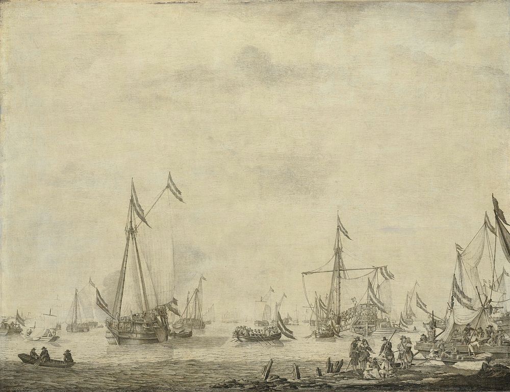 Royal Yacht and State Yacht Sail from Moerdijk with Charles II, King of England, on board, 1660 (1660 - 1693) by Willem van…