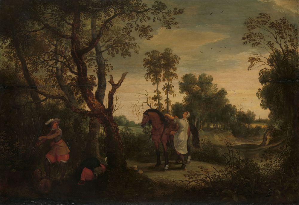 A Woman Mounts her Robber’s Horse: ‘De Gestrafte Rover’ (c. 1635) by Sebastiaen Vrancx