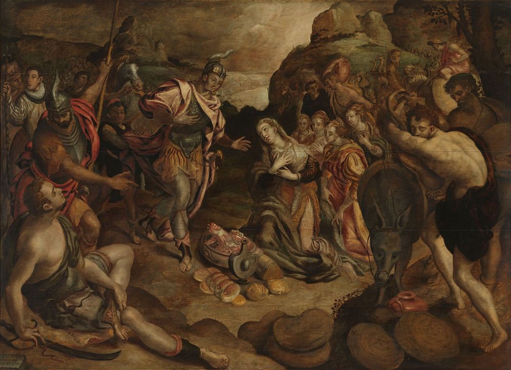 The Meeting of David and Abigail (1583) by Christiaen Jansz van Bieselingen, Maerten de Vos and Frans Pourbus I