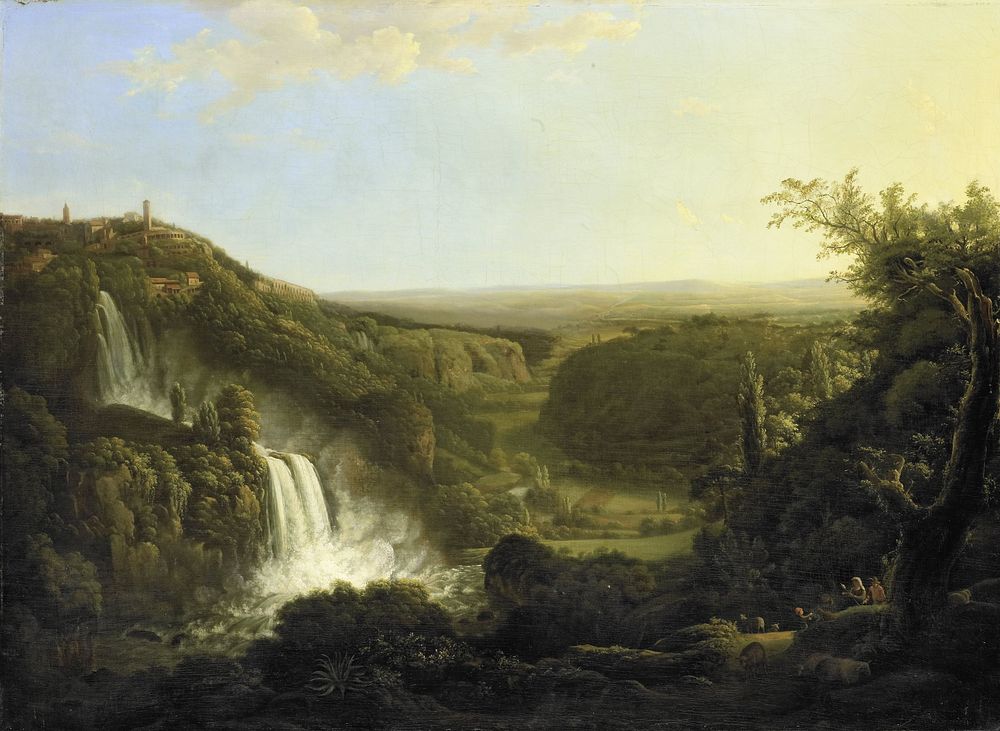 The Anio Valley with the Waterfalls of Tivoli (1800 - 1825) by Cornelis Apostool