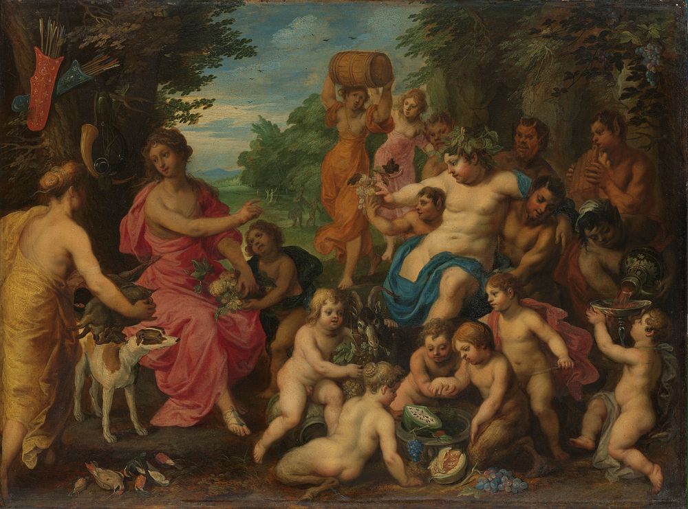Diana Offered Wine and Fruit by Bacchus and his Retinue (c. 1617 - 1625) by Hendrik van Balen I and Jan Brueghel I