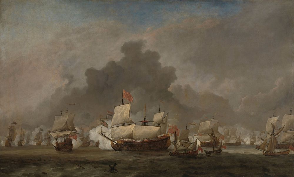 "Naval Battle between Michiel Adriaensz de Ruyter and the Duke of York on the ""Royal Prince"" during the Battle of Solebay…