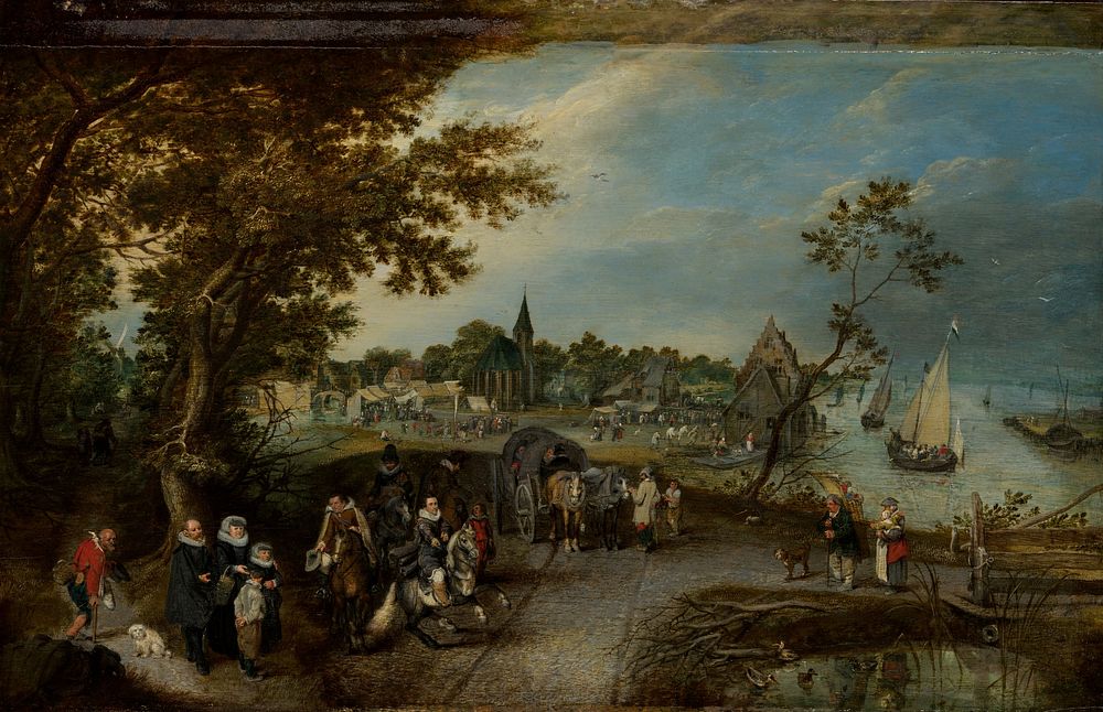 Landscape with Figures and a Village Fair (Village Kermesse) (1615) by Adriaen Pietersz van de Venne