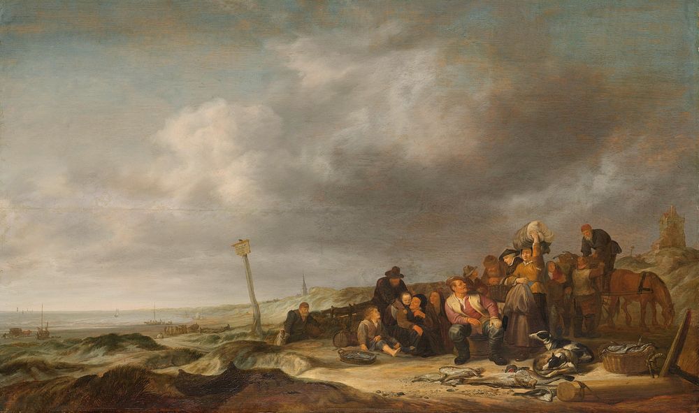 Beach with Fishermen (1630 - 1653) by Simon de Vlieger