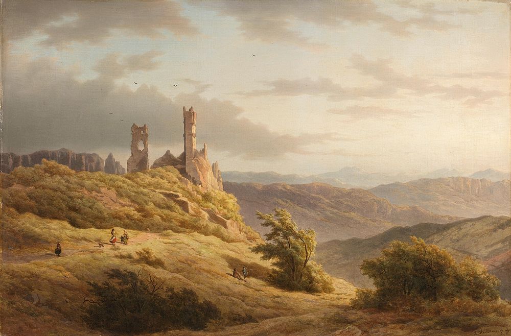 Mountainous Landscape with a Ruin (1849) by Louwrens Hanedoes