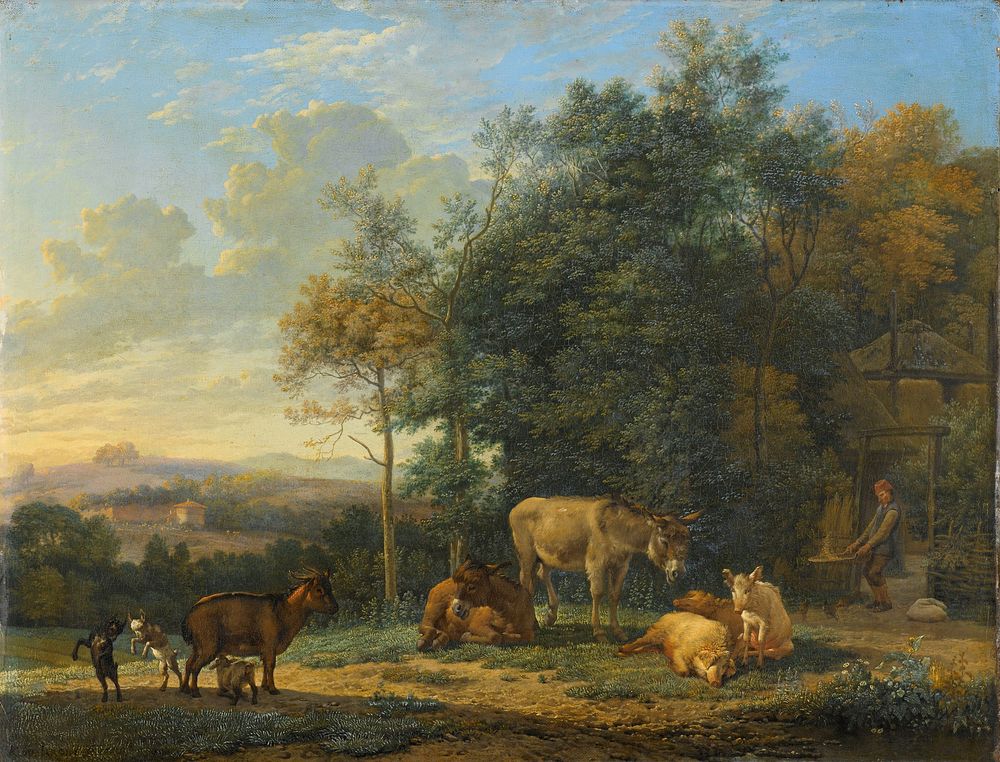 Landscape with Two Donkeys, Goats and Pigs (1655) by Karel du Jardin