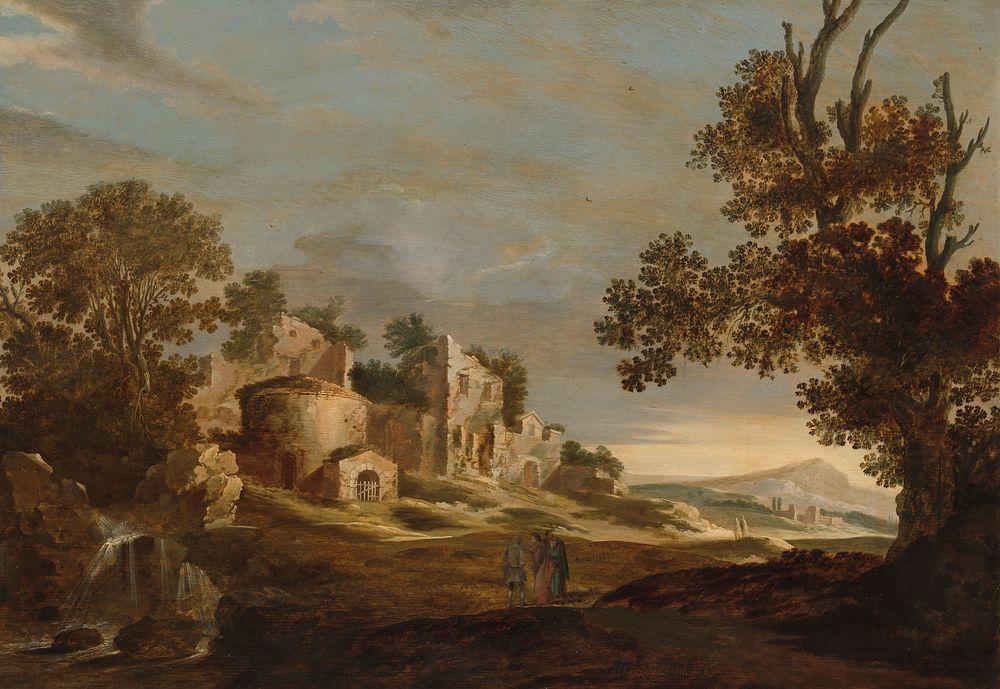 Landscape with Journey to Emmaus (1627) by Chaerles de Hooch