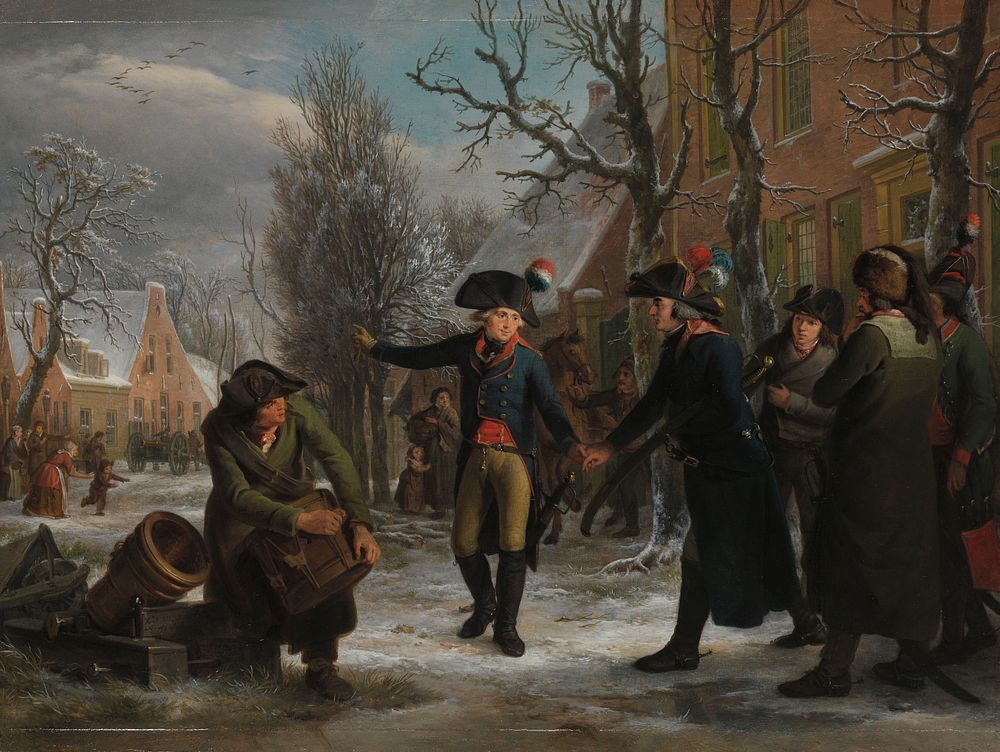 General Daendels Taking Leave of Lieutenant-Colonel Krayenhoff (1795) by Adriaan de Lelie and Egbert van Drielst