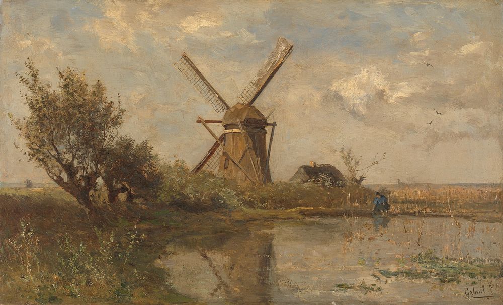 Windmill on a Pond (c. 1860 - c. 1903) by Paul Joseph Constantin Gabriël