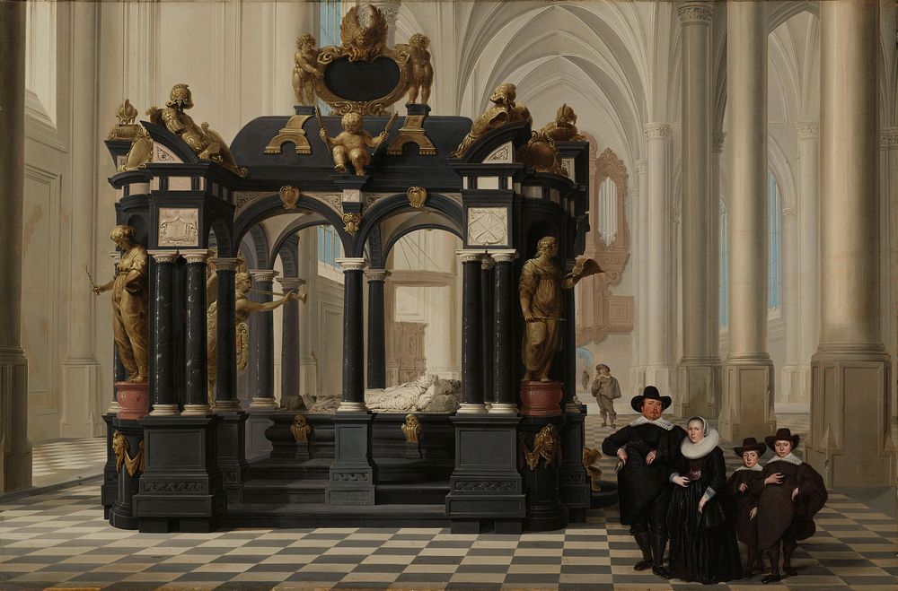A Family beside the Tomb of Prince William i in the Nieuwe Kerk, Delft (1645) by Dirck van Delen