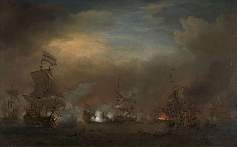Encounter during the Battle of Kijkduin (c. 1675) by Willem van de Velde II
