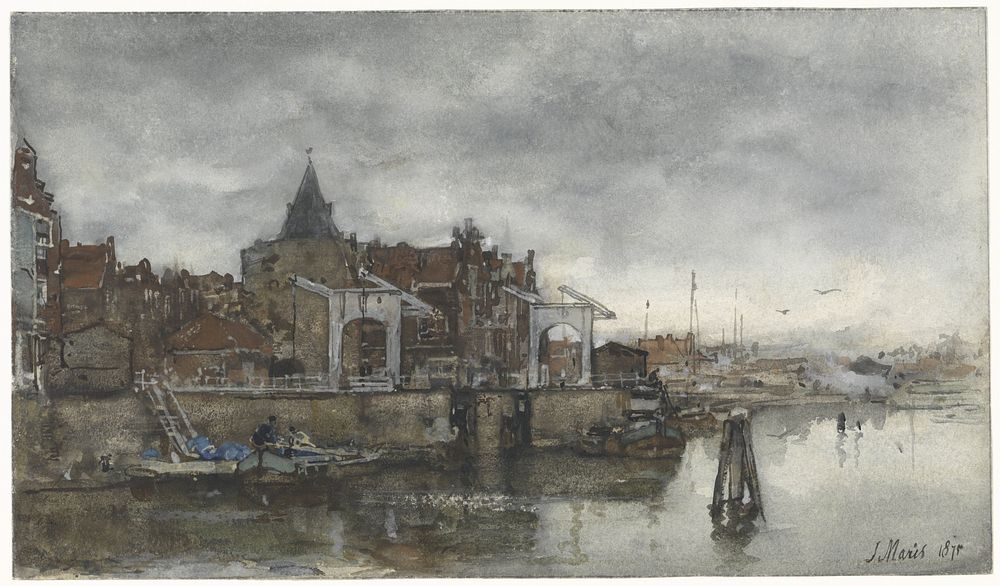 De Buitenkant met de Schreierstoren te Amsterdam (1875) by Jacob Maris