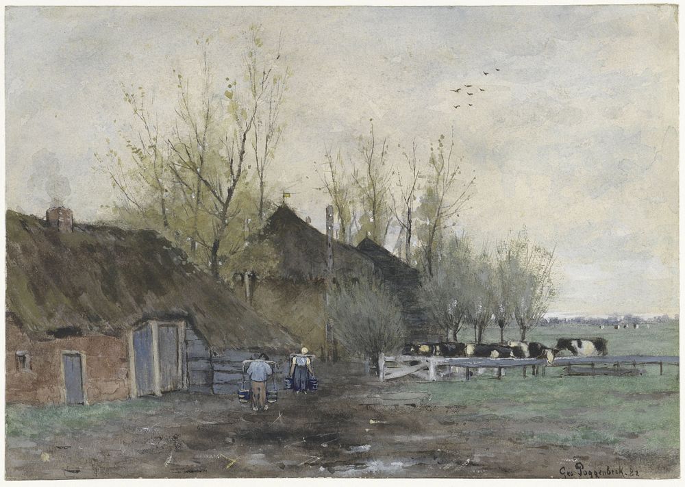 De melkbocht (1887) by Geo Poggenbeek