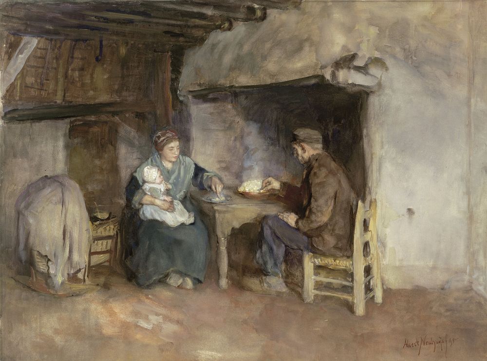 Middagmaal in een boerengezin (1895) by Albert Neuhuys 1844 1914
