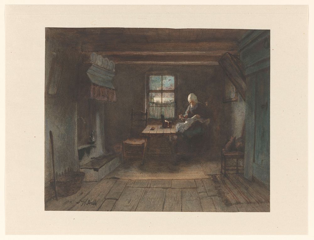 Boerenbinnenhuis (1834 - 1911) by Jozef Israëls