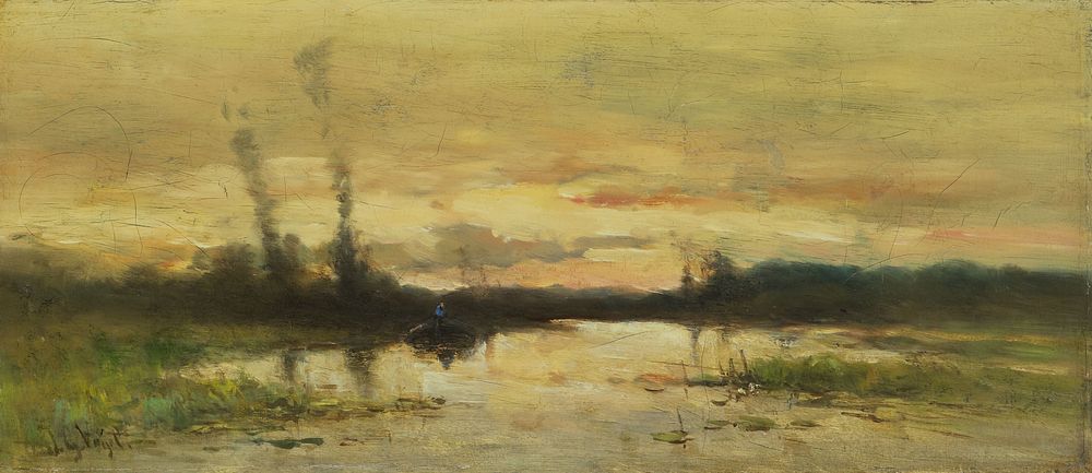 Landschap aan de vaart bij Hilversum (1880 - 1915) by Johannes Gijsbert Vogel