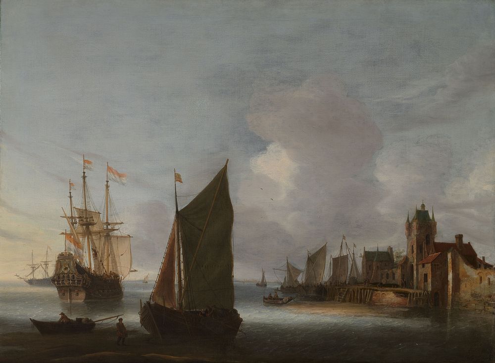 Ships near Zierikzee with the Zuidhavenpoort in the Background (c. 1640 - c. 1650) by Hendrick van Anthonissen