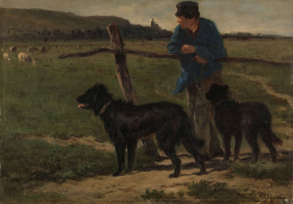 Boer met honden (c. 1850 - c. 1890) by Emile van Marcke de Lummen