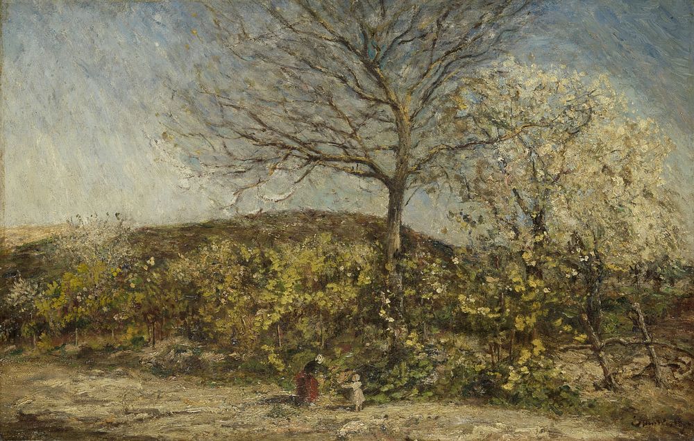 Landschap met bloeiende boomgaard (1870 - 1886) by Adolphe Joseph Thomas Monticelli
