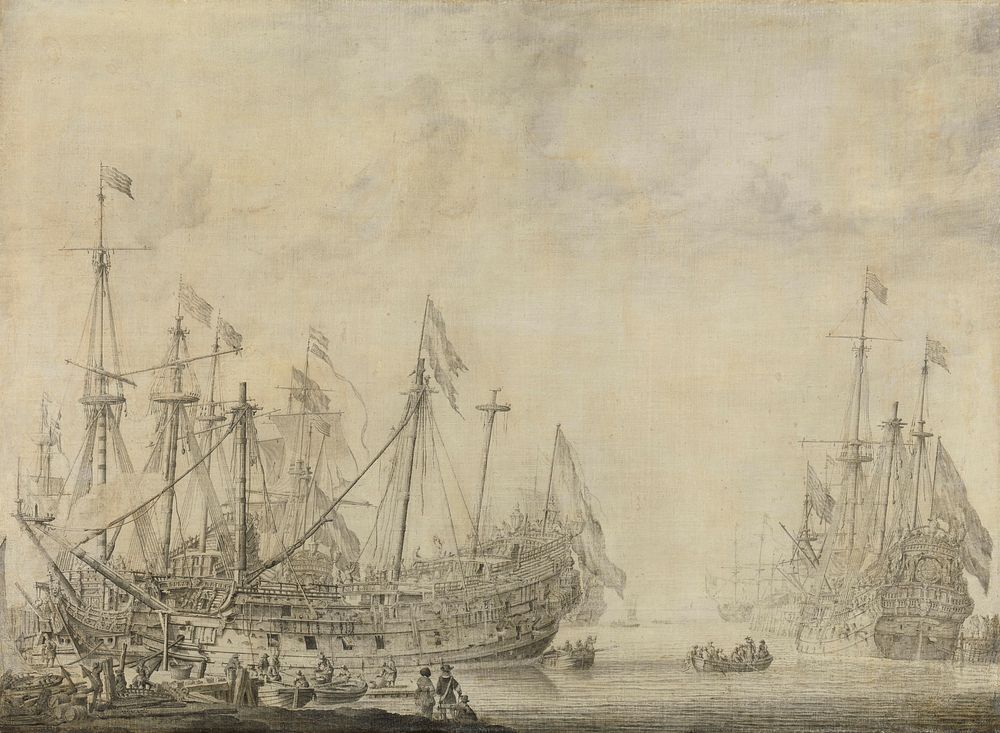 Ships after the Battle (1630 - 1672) by Willem van de Velde I