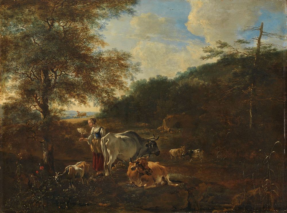 Landscape with cattle (1649 - 1653) by Adam Pijnacker