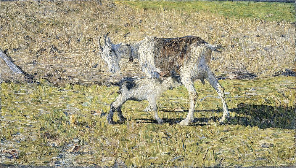 A Goat with her Kid (1890) by Giovanni Segantini