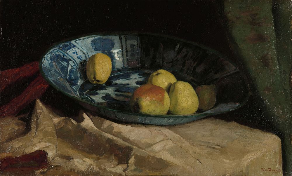 Still Life with Apples in a Delft Blue Bowl (1880 - 1890) by Willem de Zwart