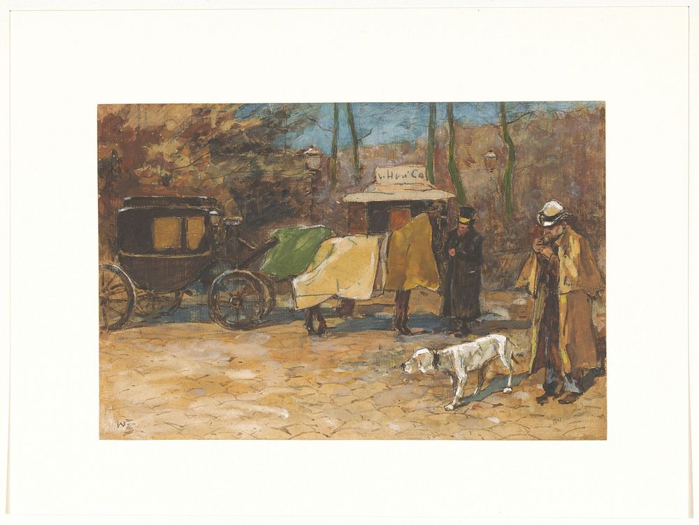 Wachtend rijtuig in een park (1872 - 1931) by Willem de Zwart