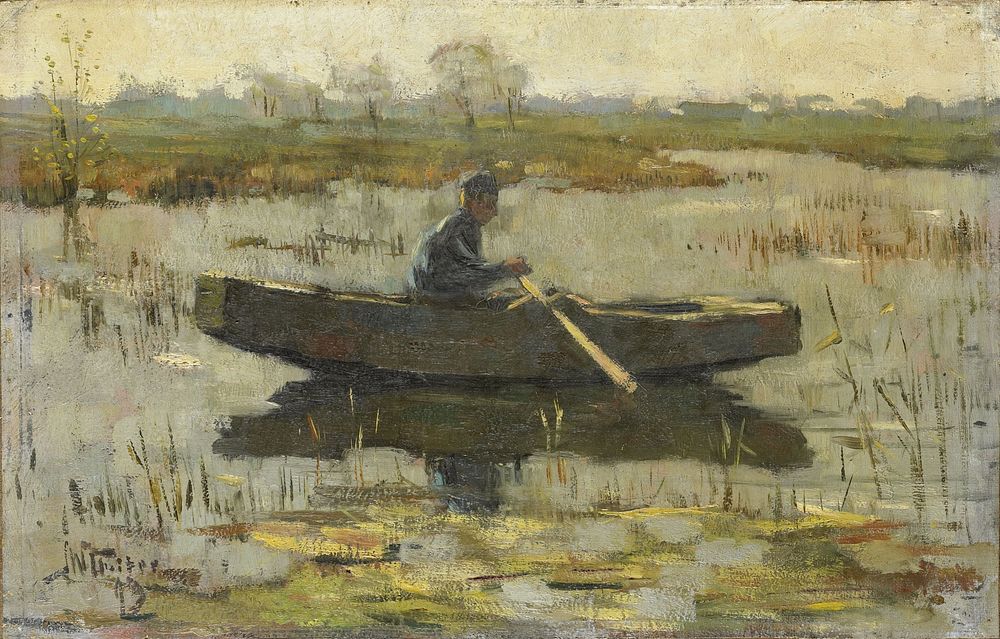 Man in een roeiboot (1880 - 1926) by Herman Wolbers