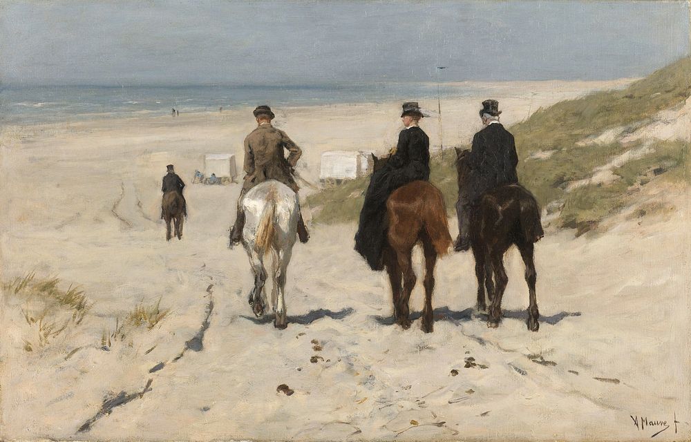 Morning Ride along the Beach (1876) by Anton Mauve