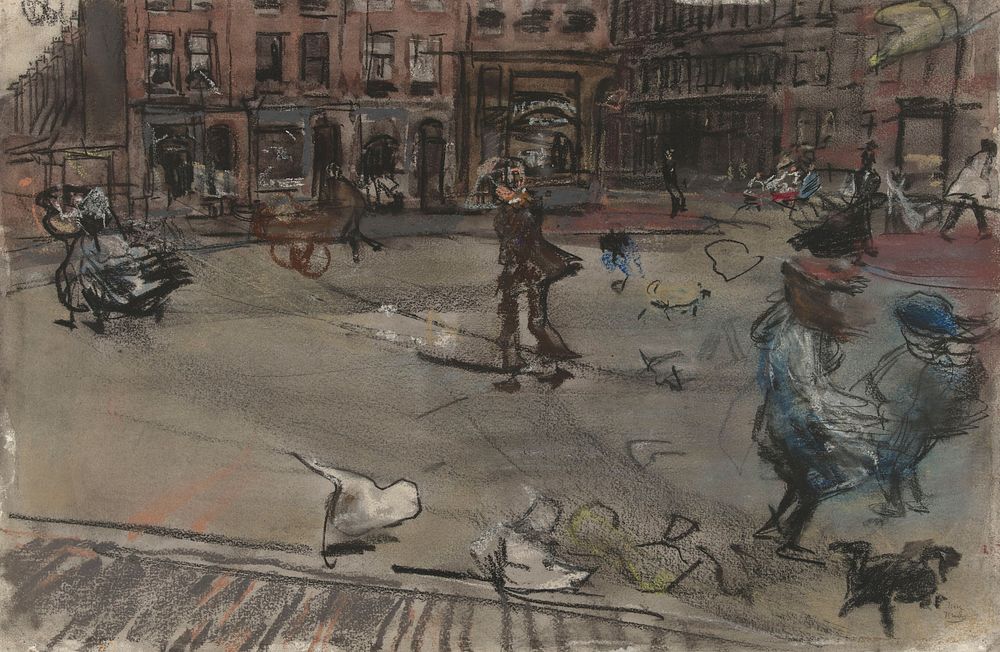 Windvlaag op het Dapperplein in Amsterdam (c. 1895) by Isaac Israels