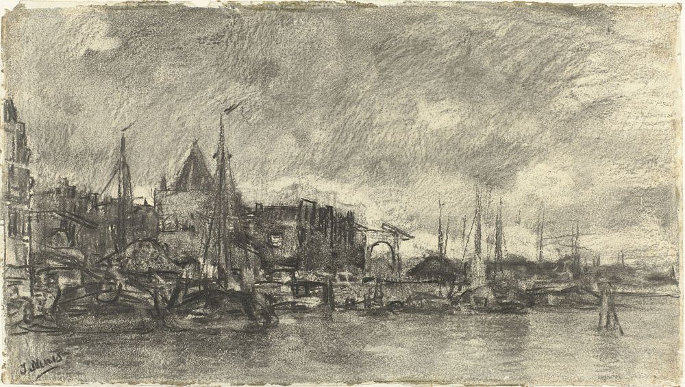 De Buitenkant met de Schreierstoren te Amsterdam (1847 - 1899) by Jacob Maris