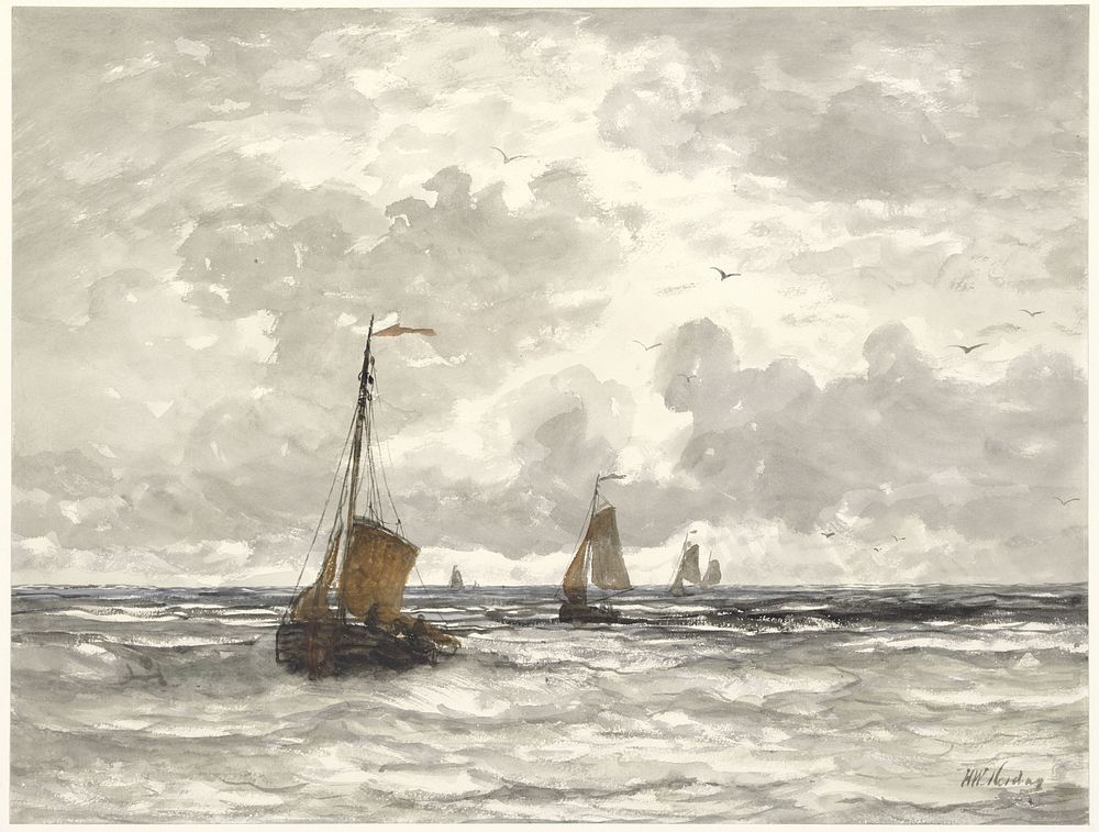 Fishing Boats on the Breakers (1841 - 1915) by Hendrik Willem Mesdag