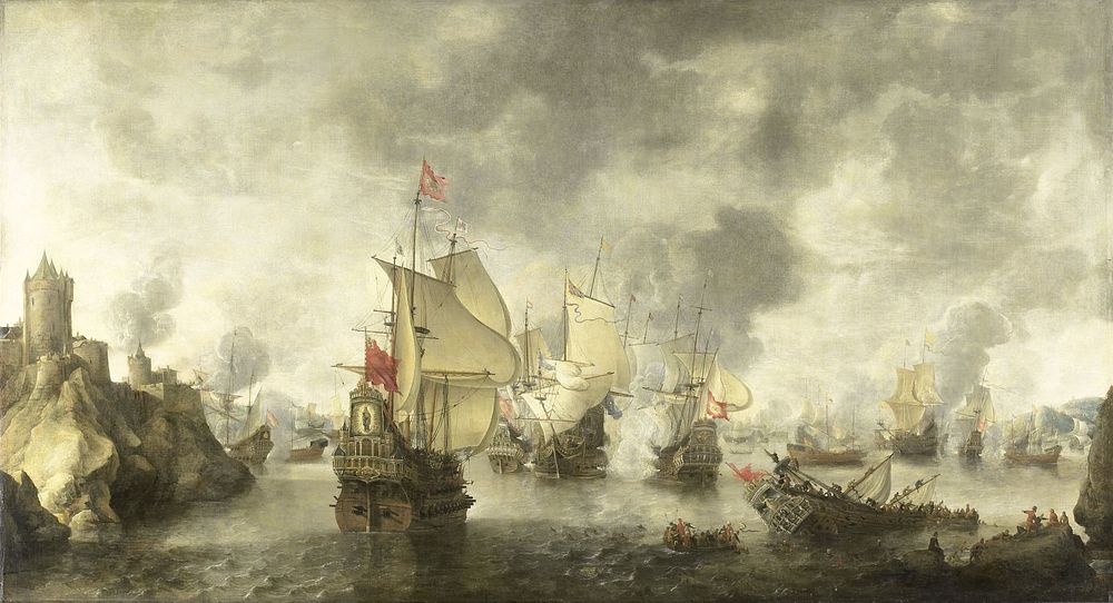 Battle of the Combined Venetian and Dutch Fleets against the Turks in the Bay of Foya, 1649 (1656) by Abraham Beerstraten