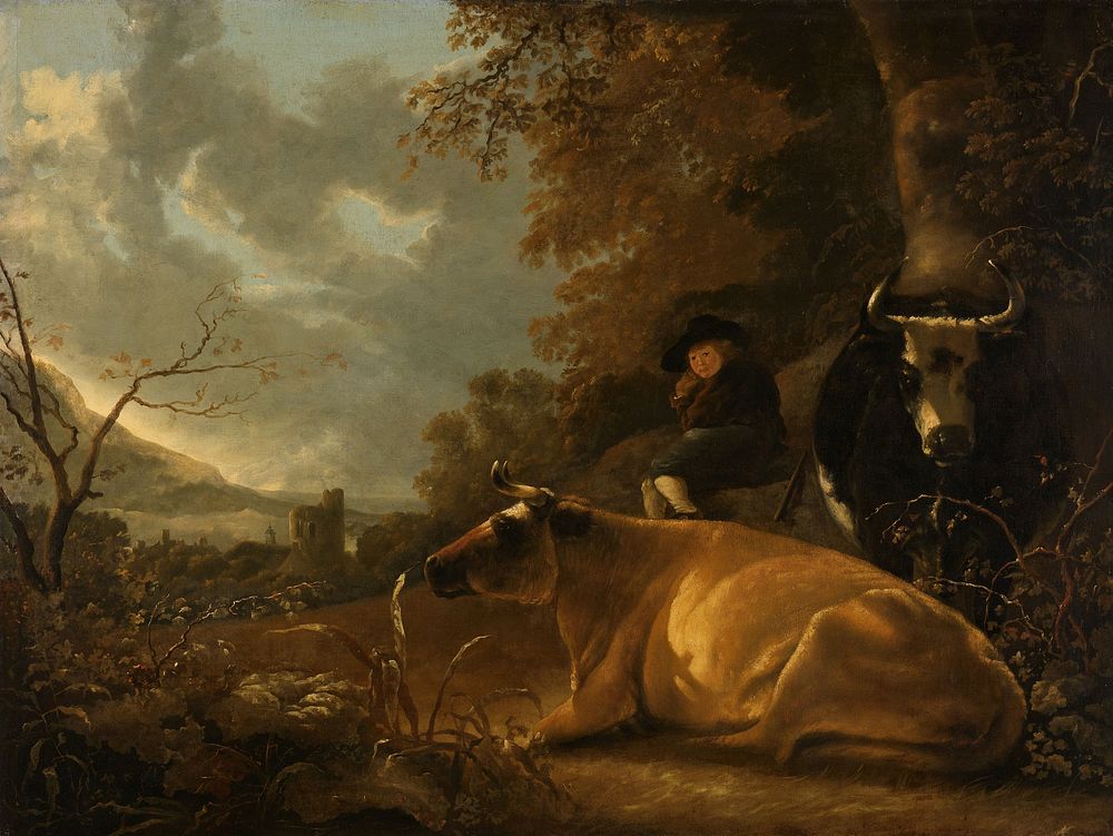 Landscape with Cows and a Young Herdsman (c. 1675 - c. 1725) by Aelbert Cuyp