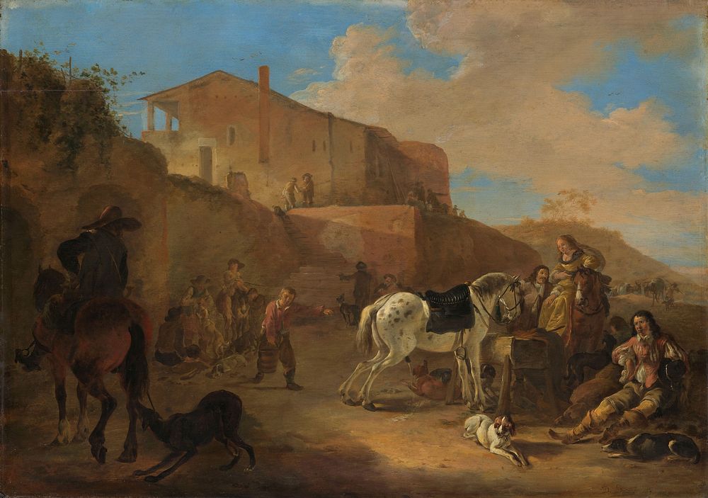 The hunting party (1649) by Dirk Stoop