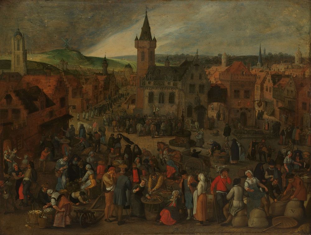 Market Day in a Flemish Town (1600 - 1647) by Sebastiaen Vrancx