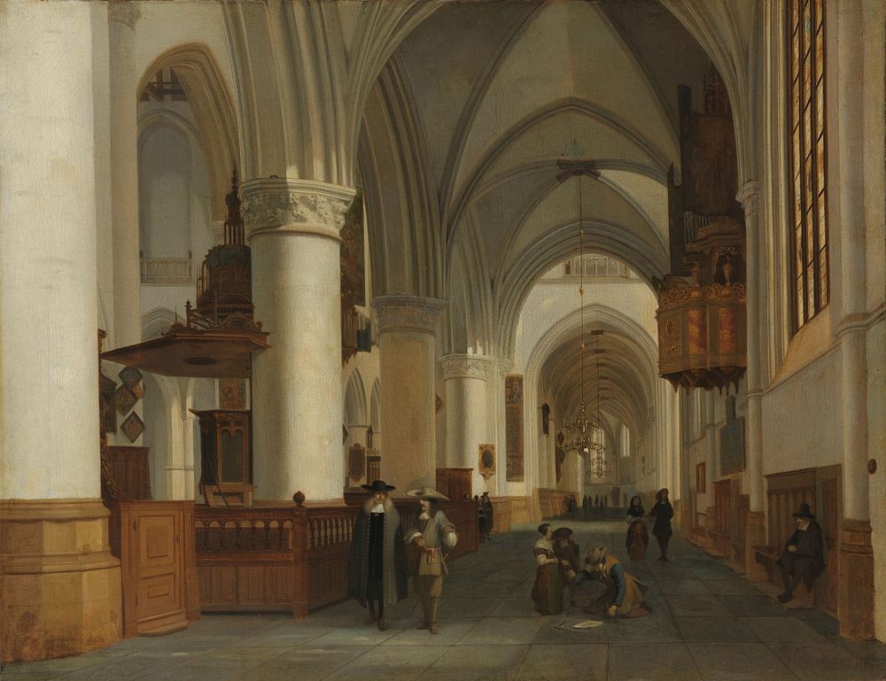 Interior of the Church of St Bavo in Haarlem (1674) by Job Adriaensz Berckheyde